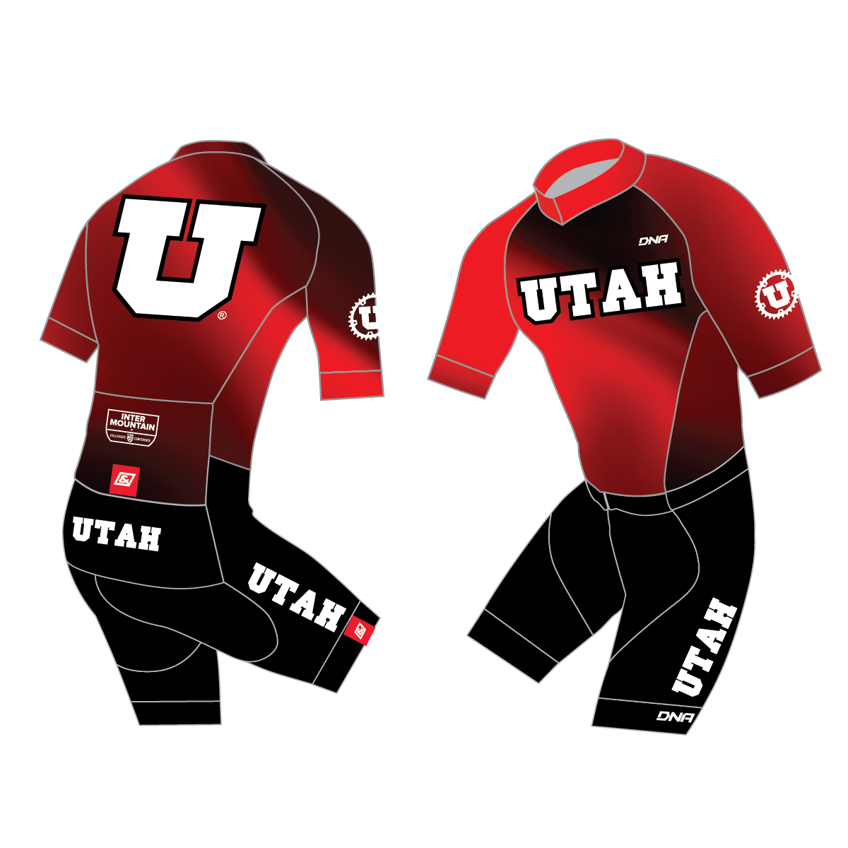 UofU Cycling Solo Short Sleeve Skin Suit