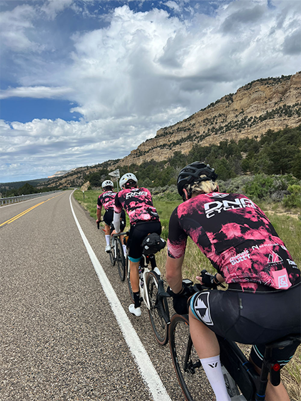 group riding in matching kits