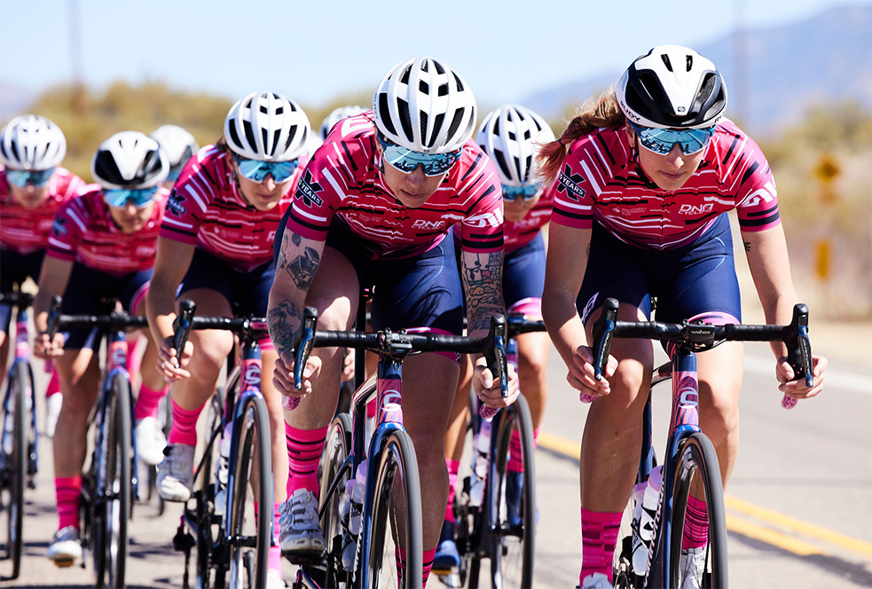 dna pro womens team in pink jersey