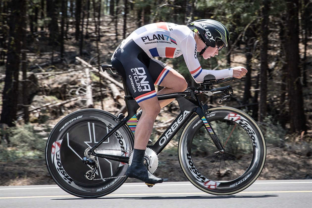 women in time trial suit