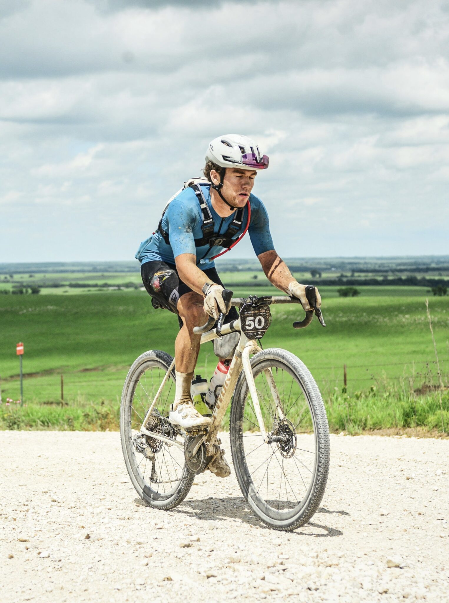 Truman cycling at unbound gravel